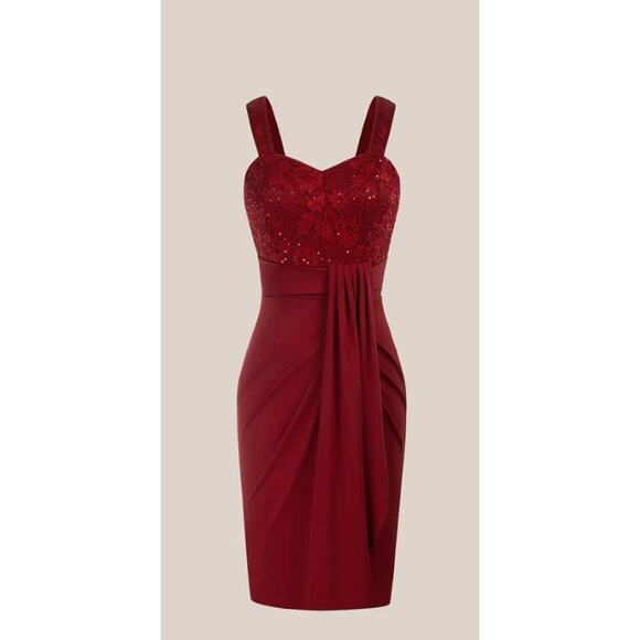 Grace Karin Contrast Fabric Sweetheart Neck Party Dress Red Size 2XL - Picture 12 of 12